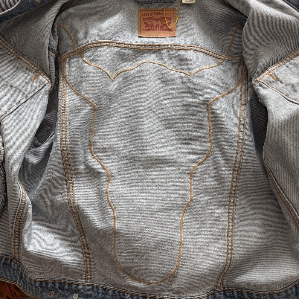 Pink & Silver/Levi’s Hand Beaded Denim Jacket size L - Picture 11 of 13